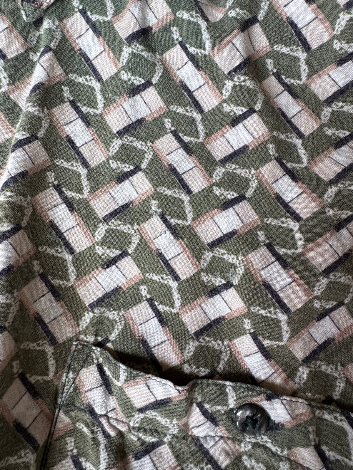 Vintage Patterned Short Sleeve Shirt