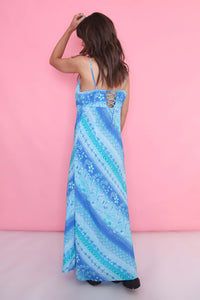 Vintage 90s Patterned Dress Blue