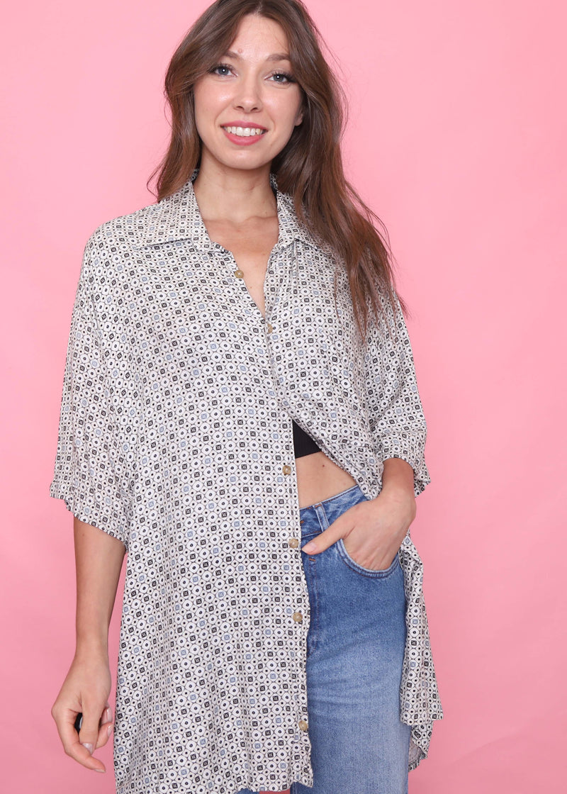 Vintage Patterned Short Sleeve Shirt