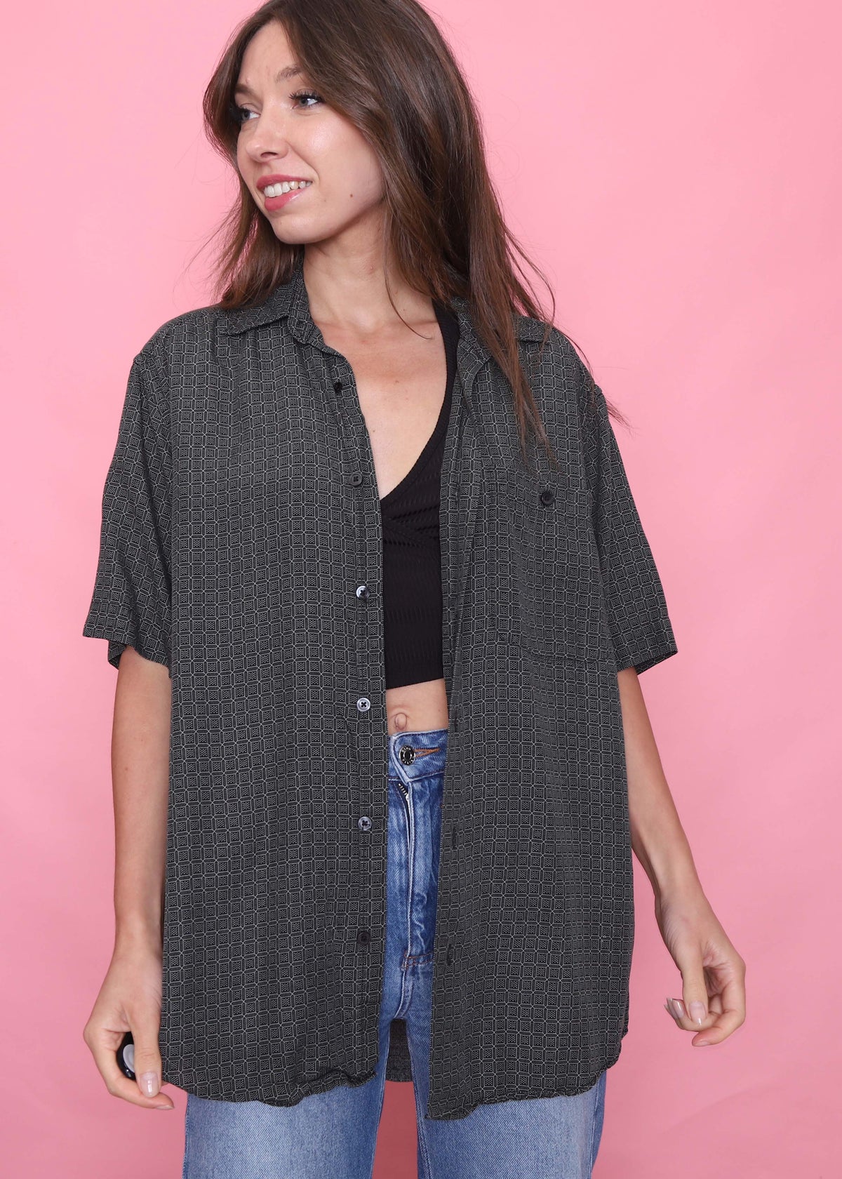 Vintage Patterned Short Sleeve Shirt