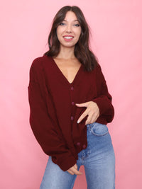 Vintage Burgundy Button Up Cardigan