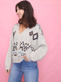 Vintage Neutral Aztec Pattern Cardigan