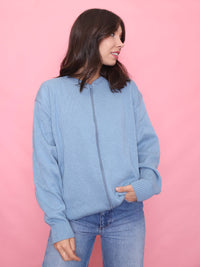 Vintage Light Blue Zip Up Cardigan