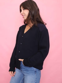 Vintage Dark Navy Knit Cardigan