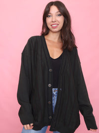 Vintage Dark Green Pattern Knit Cardigan