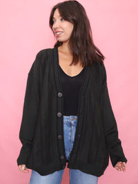 Vintage Dark Green Pattern Knit Cardigan
