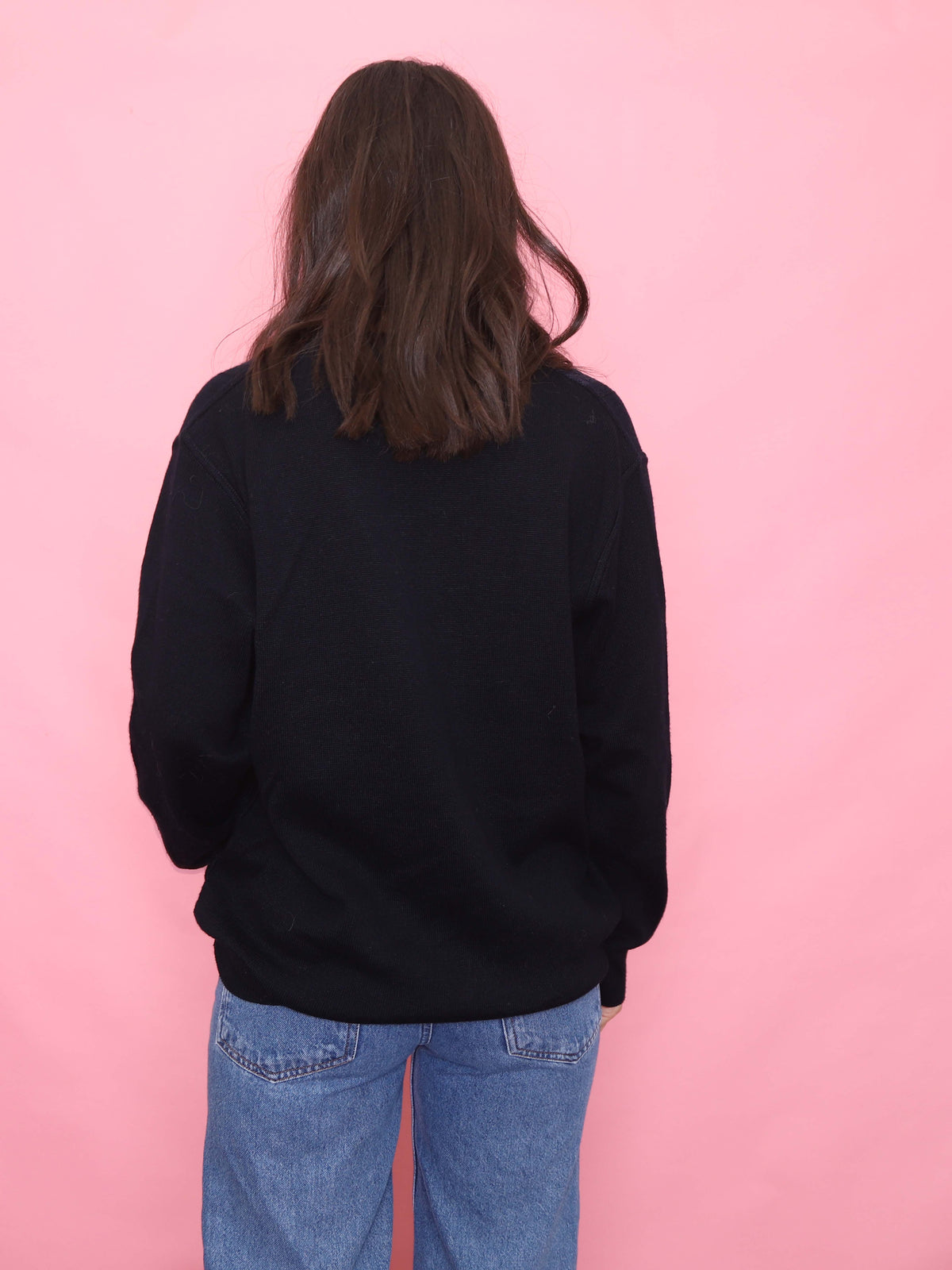 Vintage Deep Navy Pattern Knit Cardigan