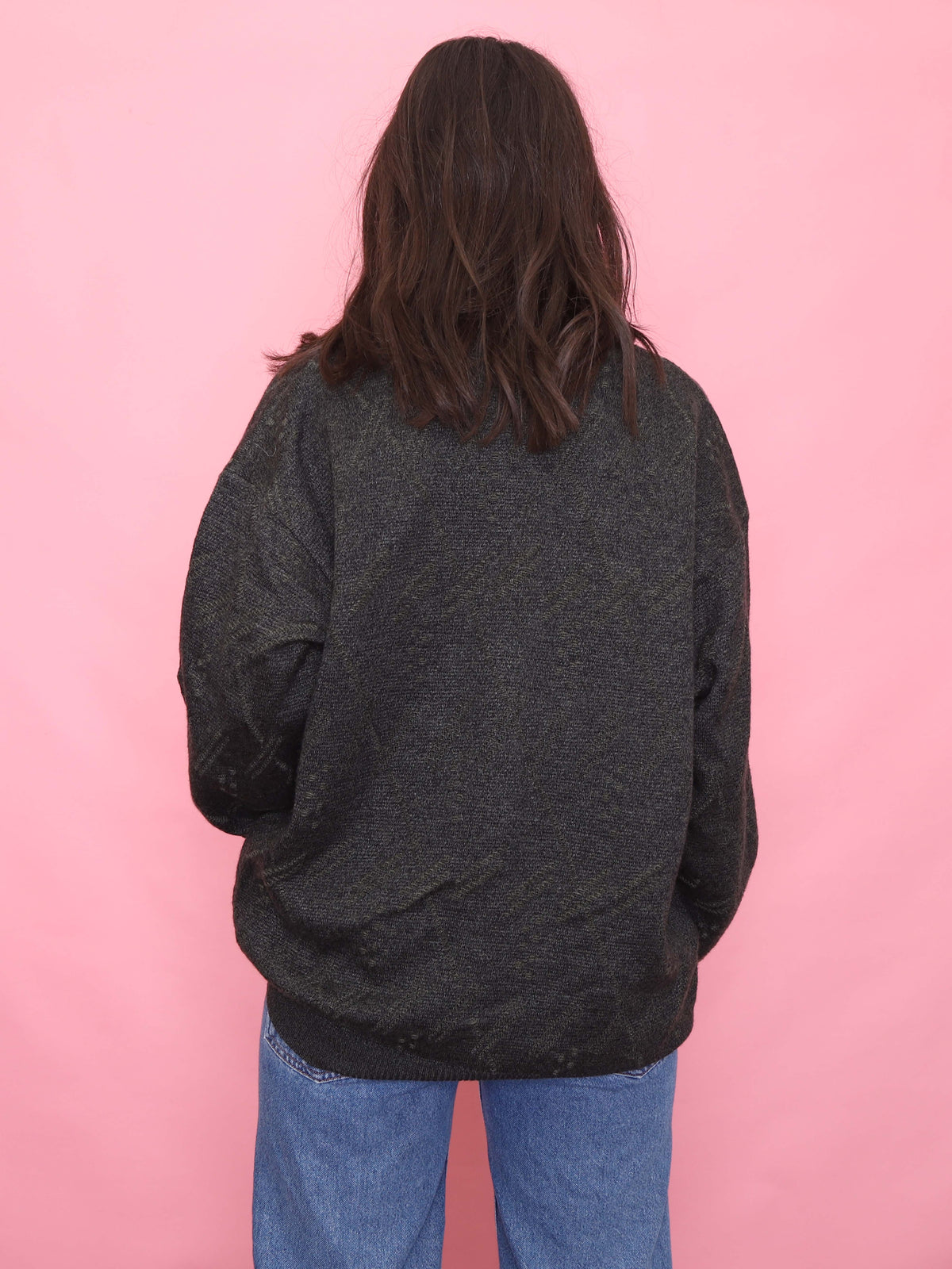 Vintage Charcoal Knit Button Up Cardigan