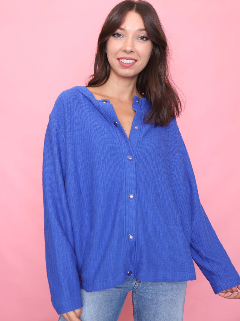 Vintage Blue Lightweight Textured Knit Cardigan