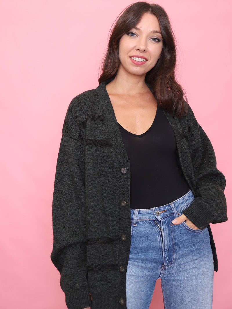 Vintage Dark Knit Cardigan Jacket