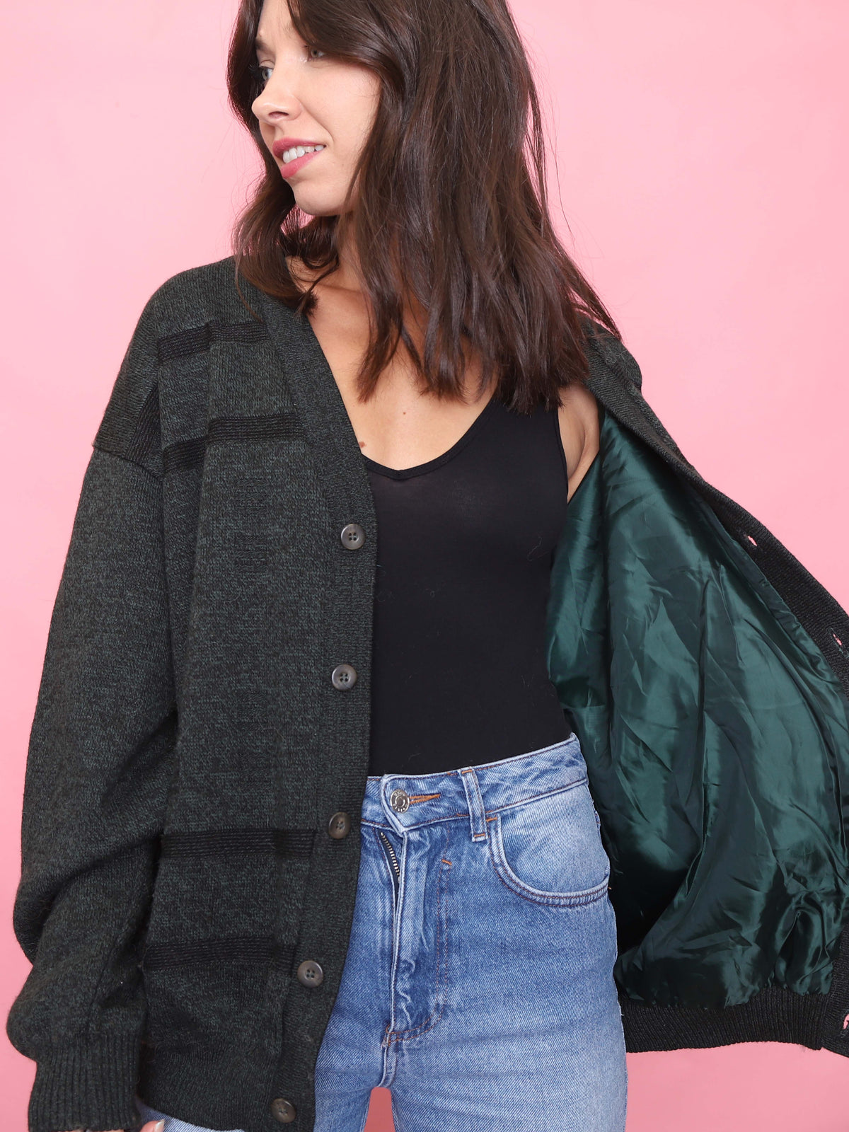 Vintage Dark Knit Cardigan Jacket