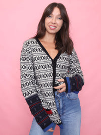 Vintage Fair Isle Patterned Knit Cardigan