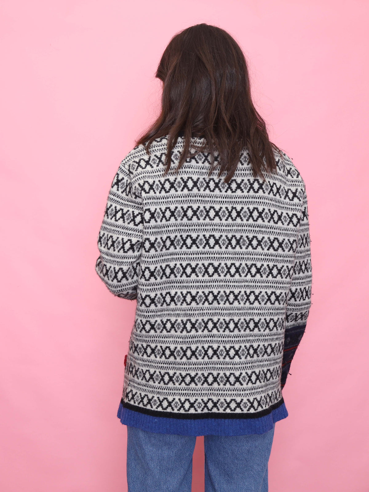 Vintage Fair Isle Patterned Knit Cardigan
