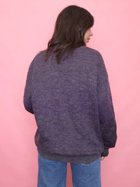 Vintage Purple & Charcoal Button-Up Cardigan Jacket