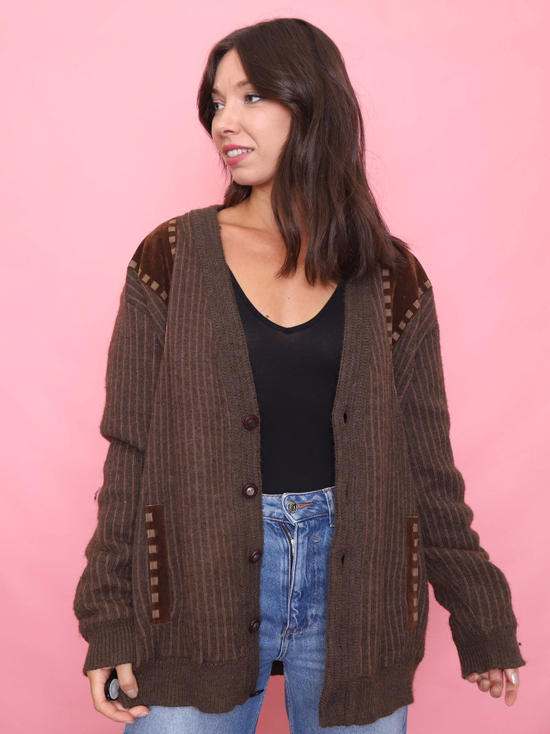 Vintage Brown Button Up Cardigan Jacket