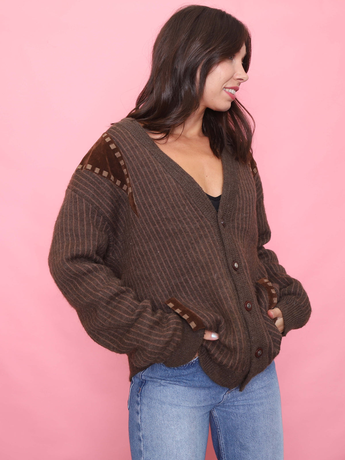 Vintage Brown Button Up Cardigan Jacket