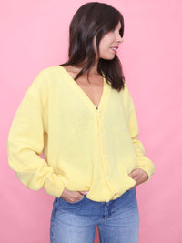 Vintage Yellow Button-Up Knit Cardigan