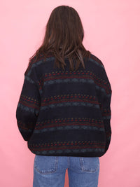 Vintage Lambswool Patterned Cardigan – Classic Button-Up Knit