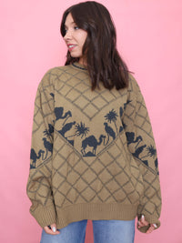 Vintage Camel & Desert Knit Jumper - 90s Graphic Sweater