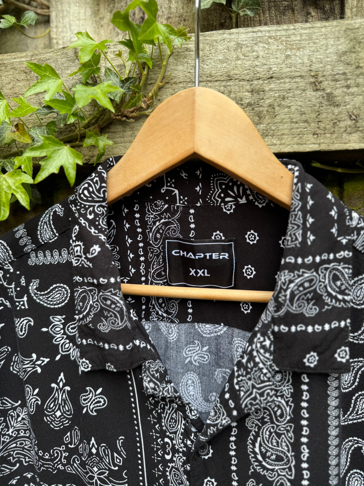 Vintage Style Bandana Print Shirt | Black White Paisley Pattern Oversized