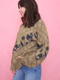 Vintage Camel & Desert Knit Jumper - 90s Graphic Sweater