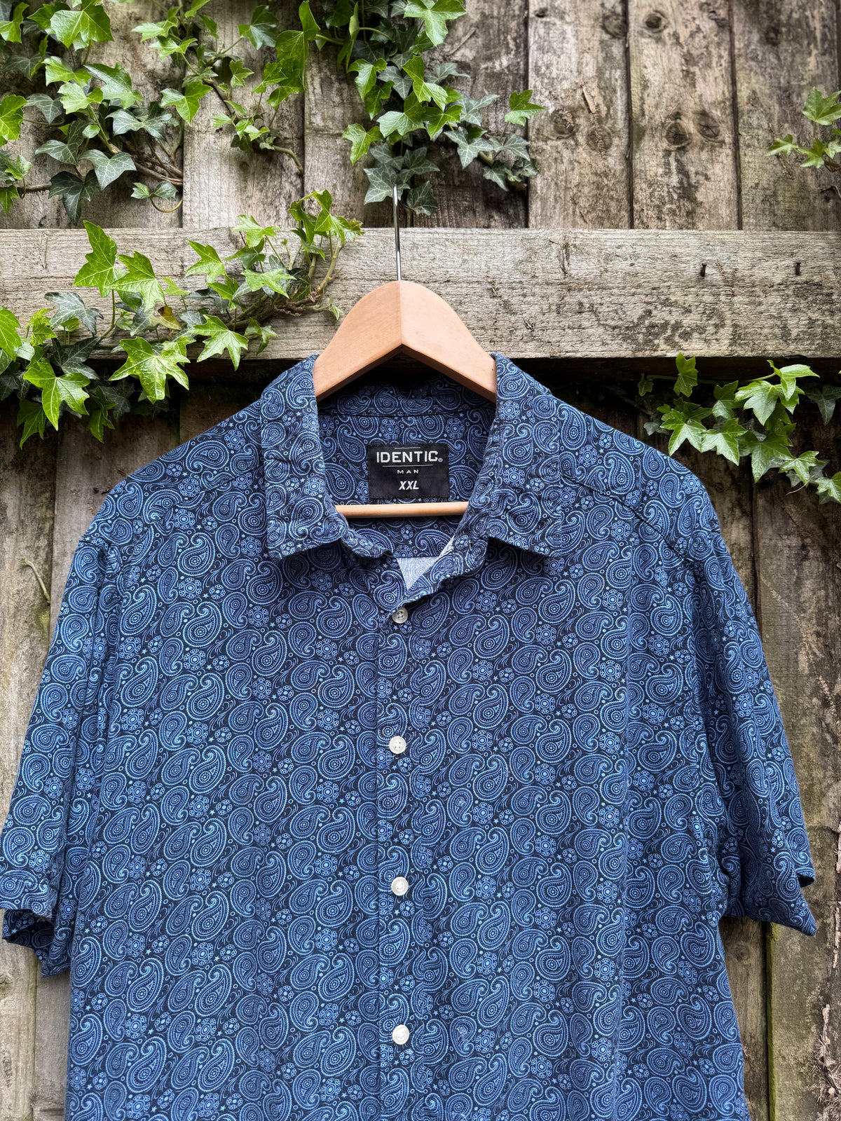 Vintage 90s Paisley Print Shirt | Blue Pattern Short Sleeve