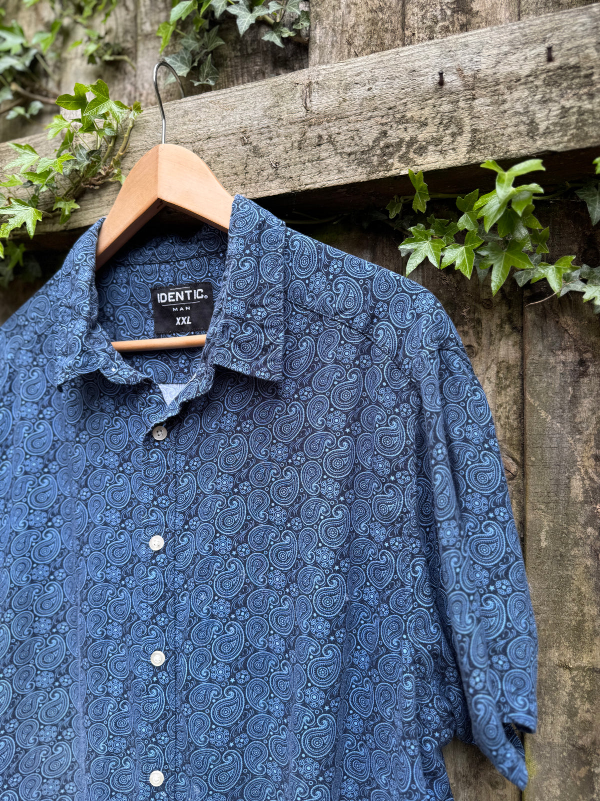 Vintage 90s Paisley Print Shirt | Blue Pattern Short Sleeve