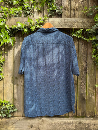 Vintage 90s Paisley Print Shirt | Blue Pattern Short Sleeve