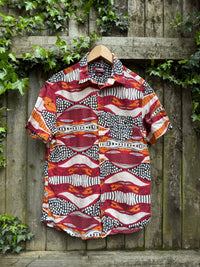 Desigual Abstract Print Shirt | Red Orange Pattern Short Sleeve