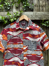 Desigual Abstract Print Shirt | Red Orange Pattern Short Sleeve