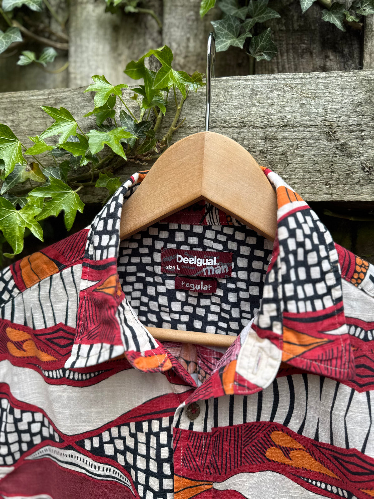 Desigual Abstract Print Shirt | Red Orange Pattern Short Sleeve
