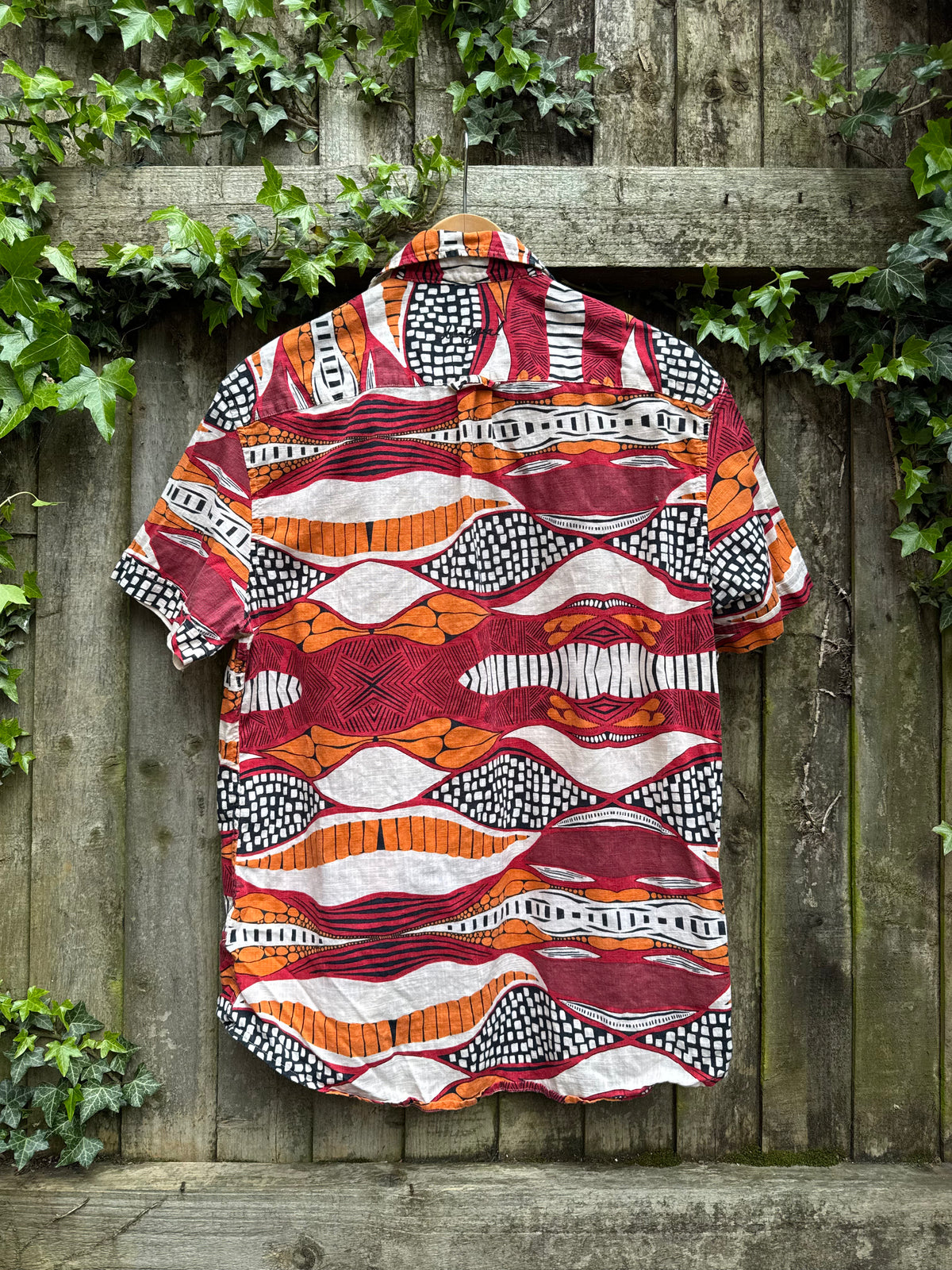 Desigual Abstract Print Shirt | Red Orange Pattern Short Sleeve