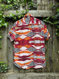 Desigual Abstract Print Shirt | Red Orange Pattern Short Sleeve