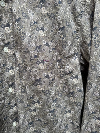 Vintage Style Grey Floral Print Shirt | Micro Pattern Long Sleeve