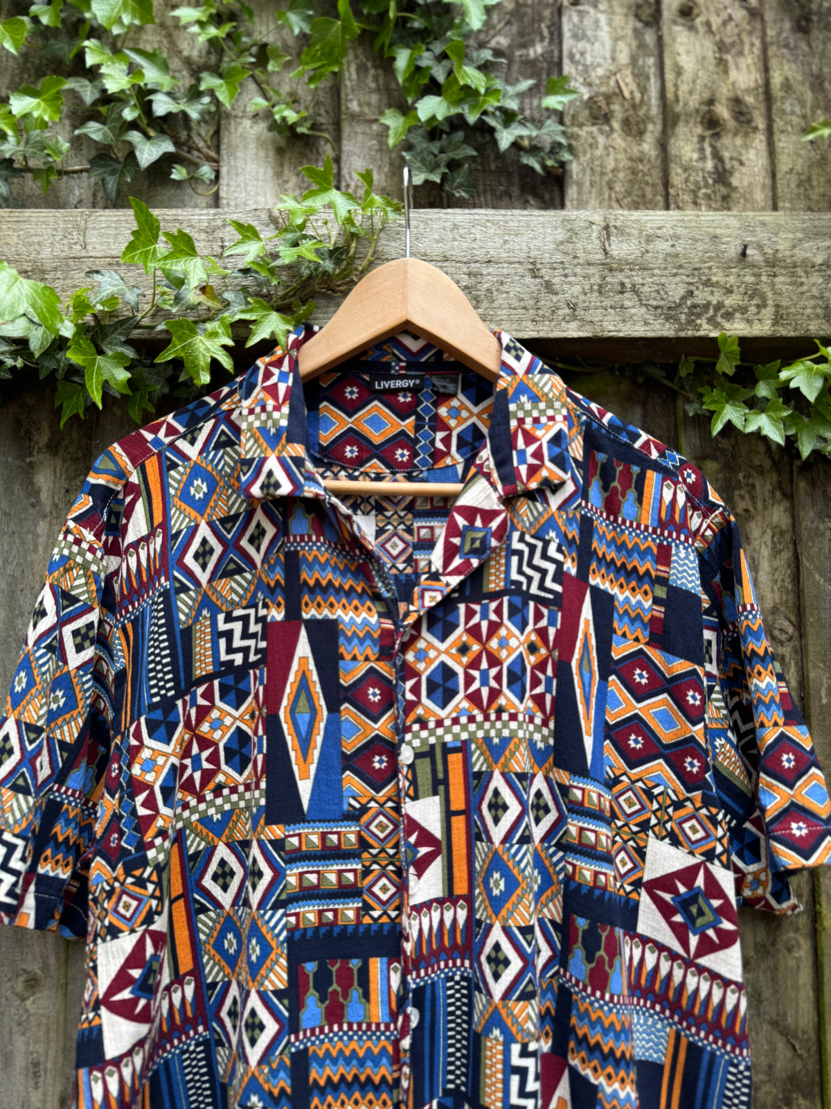 Vintage Aztec Geometric Print Shirt | 90s Colourful Pattern