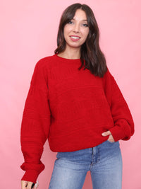 Vintage Red Textured Knit Jumper