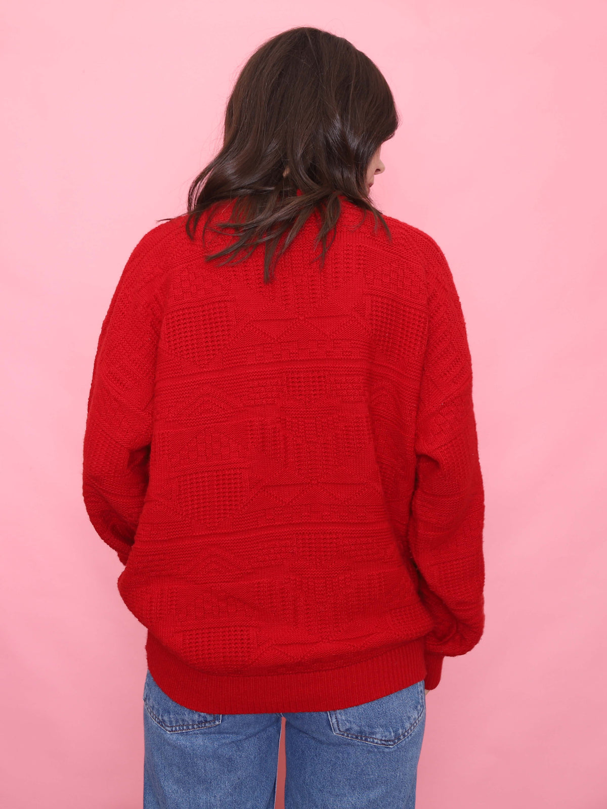 Vintage Red Textured Knit Jumper