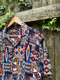 Vintage Aztec Geometric Print Shirt | 90s Colourful Pattern