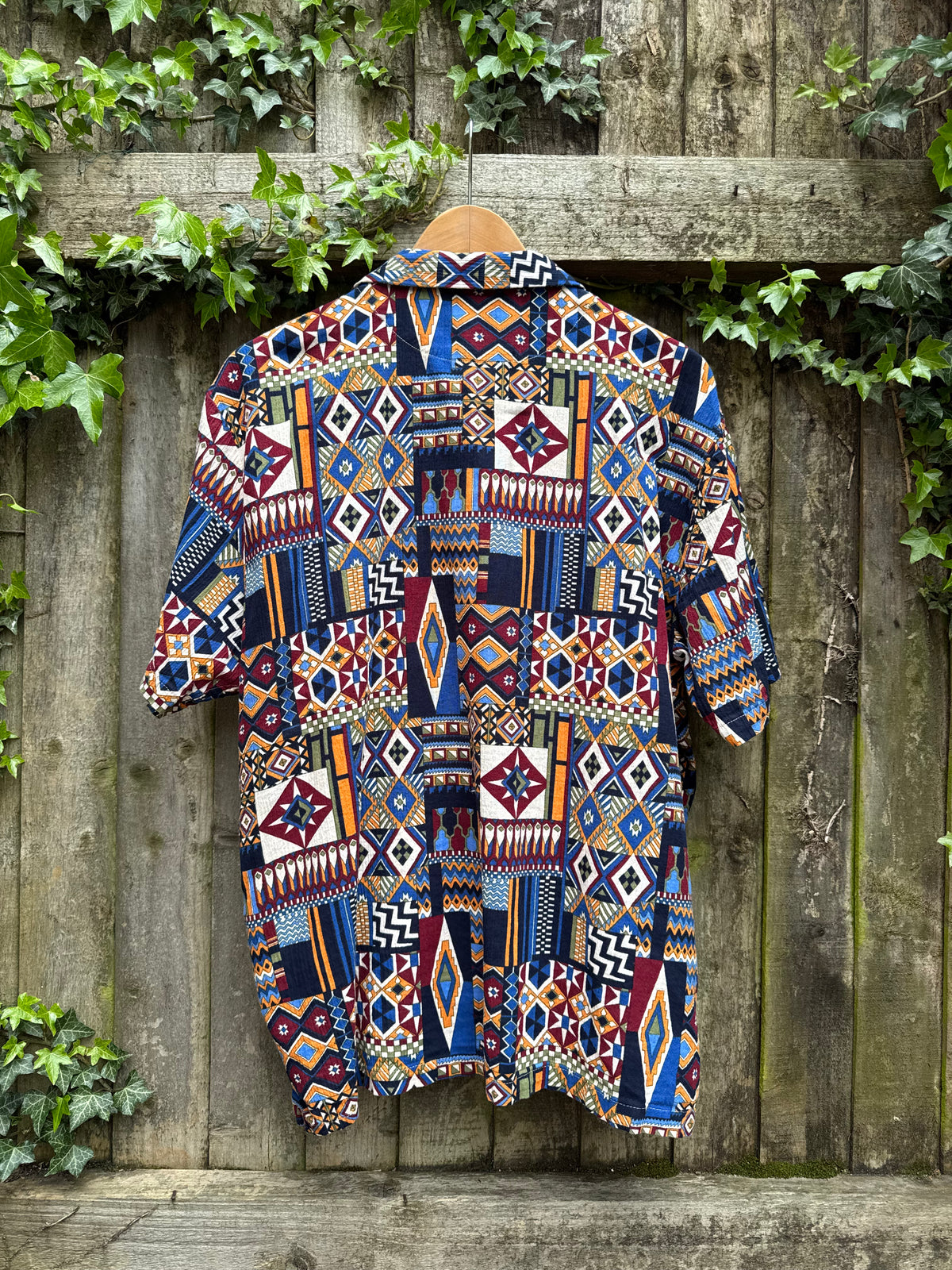 Vintage Aztec Geometric Print Shirt | 90s Colourful Pattern