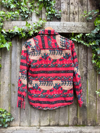 Vintage Elephant Print Shirt Red | Pattern Blouse Long Sleeve