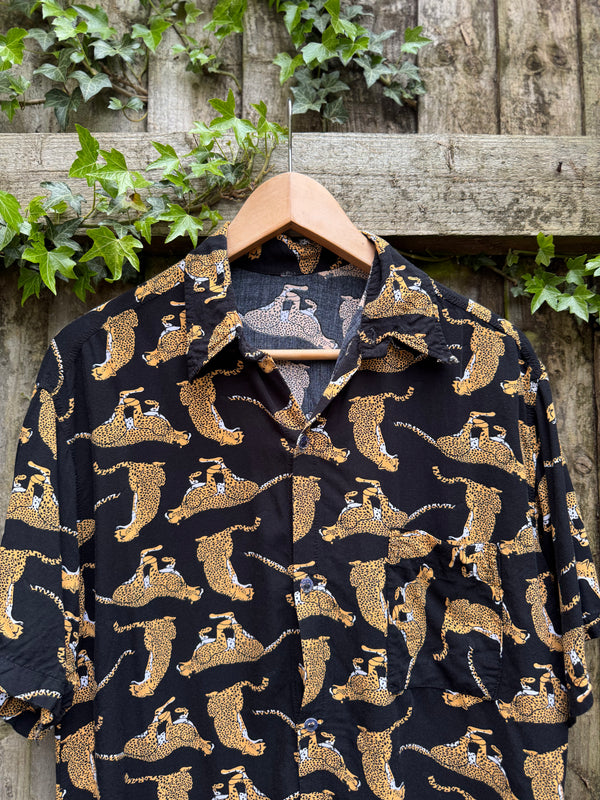 Vintage Style Leopard Print Shirt | Black Animal Print
