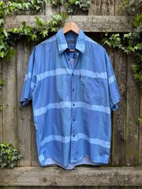 Vintage Tie Dye Print Shirt | Blue Pattern Short Sleeve