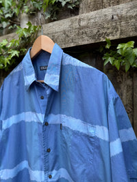 Vintage Tie Dye Print Shirt | Blue Pattern Short Sleeve