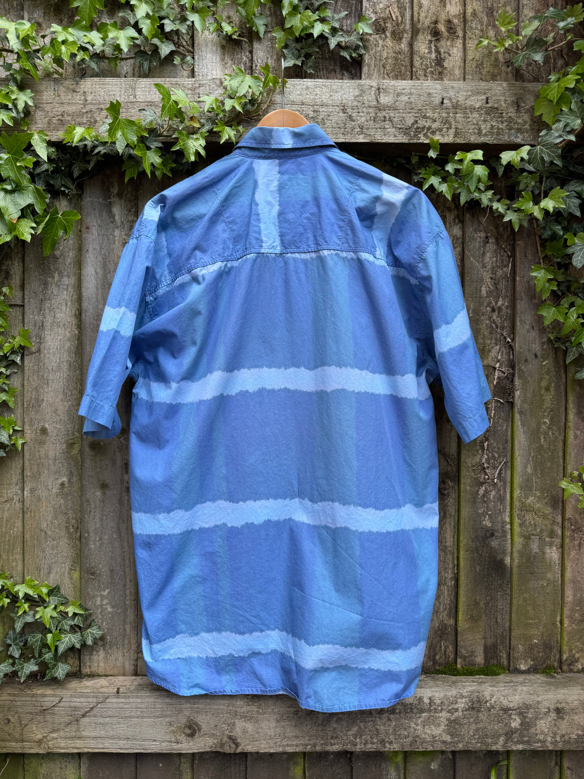 Vintage Tie Dye Print Shirt | Blue Pattern Short Sleeve