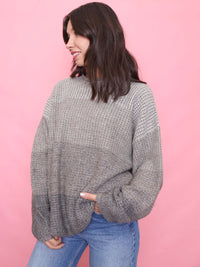 Vintage Grey Ombre Knit Jumper - Oversized & Textured Sweater