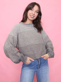 Vintage Grey Ombre Knit Jumper - Oversized & Textured Sweater