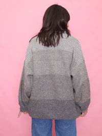 Vintage Grey Ombre Knit Jumper - Oversized & Textured Sweater