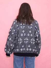 Vintage Navy Geometric Knit Jumper