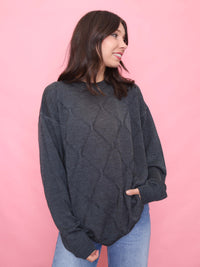 Vintage Dark Grey Diamond Knit Jumper