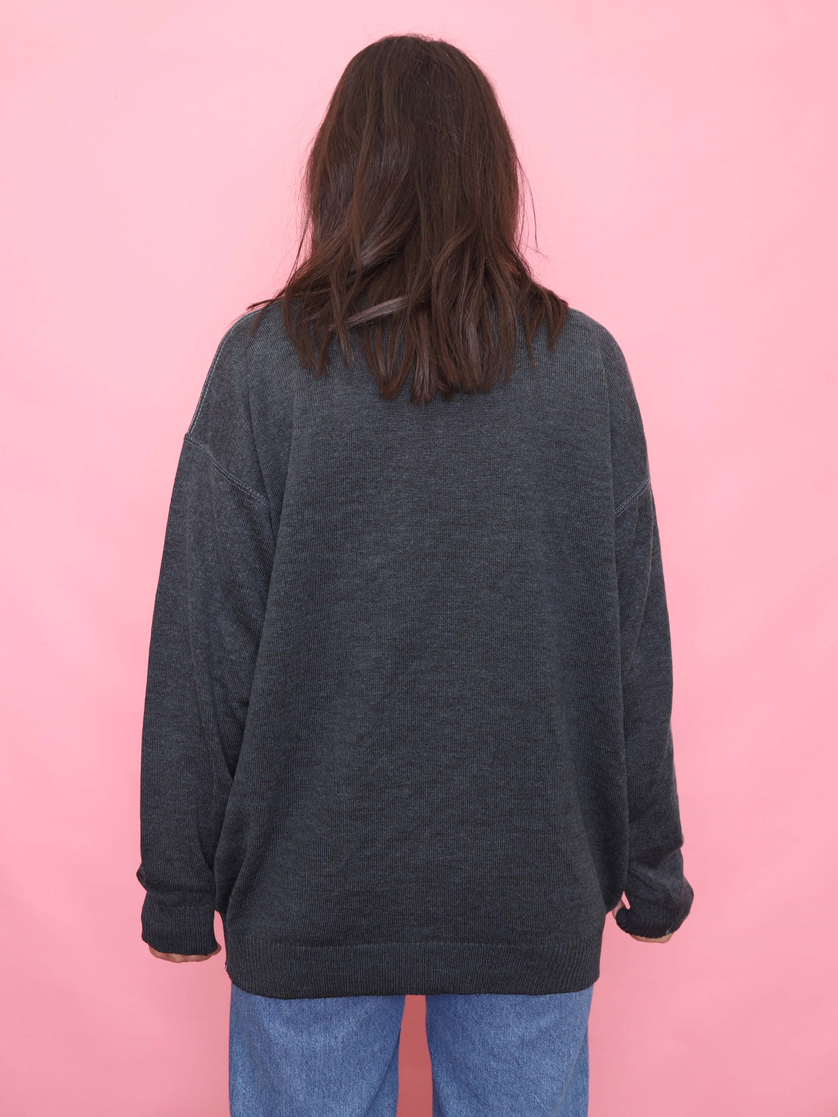 Vintage Dark Grey Diamond Knit Jumper